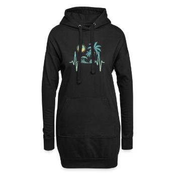 Tropische Palmen und Wellen - Hoodie-Kleid - Schwarz - Vorne