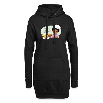 Une jolie fille à la peau foncée adore faire des crêpes - Sweat-shirt à capuche long Femme - noir - Devant