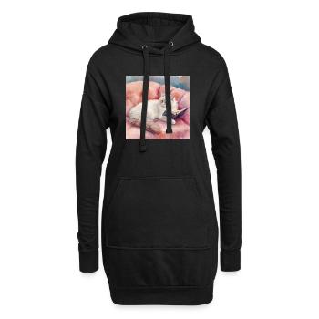Portrait de chat sur un canapé rose confortable, peinture à l'huile - Sweat-shirt à capuche long Femme - noir - Devant