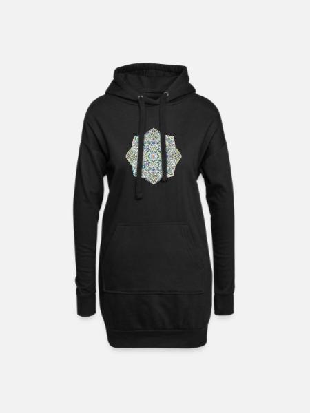 Geometrisches Mandala Kissen Design - Hoodie-Kleid - Schwarz
