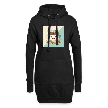 Tasse à café Happy et code - Sweat-shirt à capuche long Femme - noir - Devant