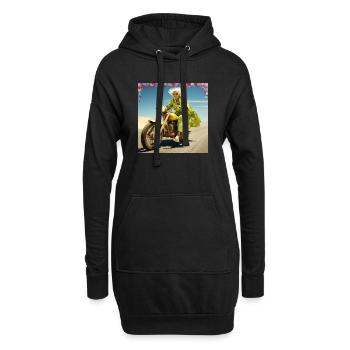 Mamie à moto dans le sable du désert Joie de vivre Age - Sweat-shirt à capuche long Femme - noir - Devant