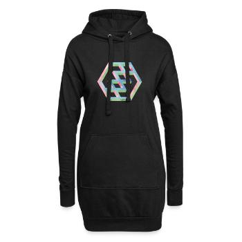 Abstraktes Bunte Hexagonmuster - Hoodie-Kleid - Schwarz - Vorne