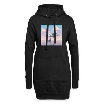 Flugzeug auf Rollschuhen mit einem Lächeln - Hoodie-Kleid - Schwarz - Vorne