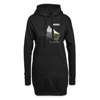 Bornholm Kompass Hammershus Koordinaten - Hoodie-Kleid - Schwarz - Vorne