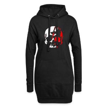 Crâne de cyborg avec œil rouge - Sweat-shirt à capuche long Femme - noir - Devant