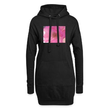Sanfte Rosenblüte in Pink - Hoodie-Kleid - Schwarz - Vorne