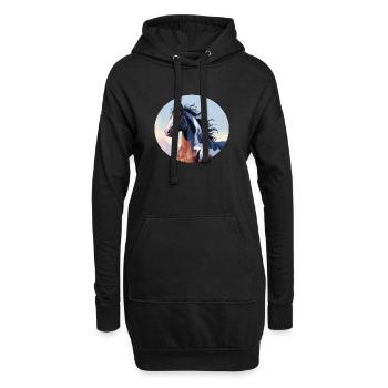 Étalon bricoleur galopant dans un paysage de montagne - Sweat-shirt à capuche long Femme - noir - Devant