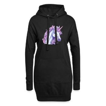 Licorne enchantée Expression magique - Sweat-shirt à capuche long Femme - noir - Devant