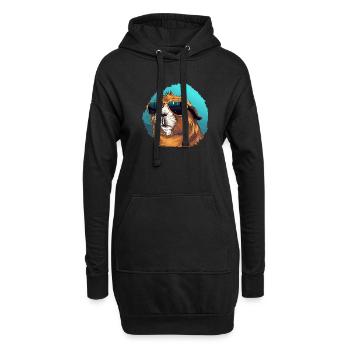 Cochon d’Inde décontracté avec lunettes de soleil - Sweat-shirt à capuche long Femme - noir - Devant
