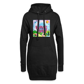 Fröhlicher Süßigkeitenwald Viel Spaß! -Text - Hoodie-Kleid - Schwarz - Vorne