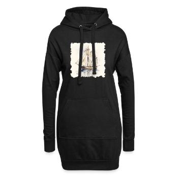 Segelschiff Aquarell Vintage - Hoodie-Kleid - Schwarz - Vorne