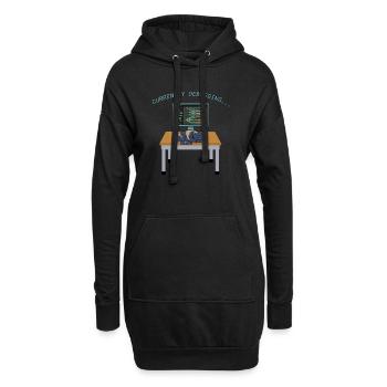 Katze beim Debuggen am Monitor - Hoodie-Kleid - Schwarz - Vorne