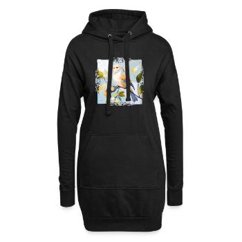 Bunter Vogel im Aquarellstil - Hoodie-Kleid - Schwarz - Vorne