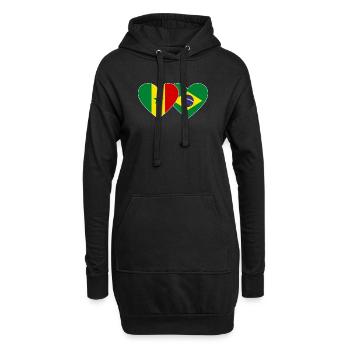 Sénégal Brésil Drapeau Mains Coeur Forme - Sweat-shirt à capuche long Femme - noir - Devant
