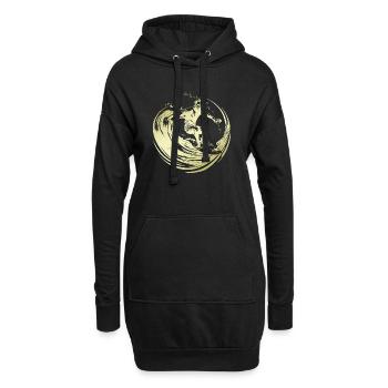 Surfer Silhouette Surfing - Hoodie-Kleid - Schwarz - Vorne