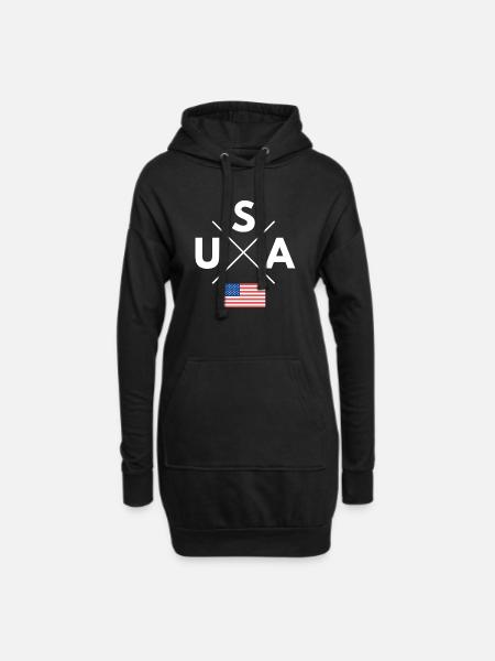 Logo de la croix des États-Unis - Sweat-shirt à capuche long Femme - noir