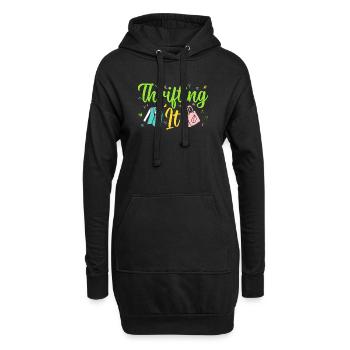 Thrift Shopper Thrifting It Thrift Store - Hoodie-Kleid - Schwarz - Vorne