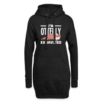 Loutre de mer dessin animé jeu de mots drôle - Sweat-shirt à capuche long Femme - noir - Devant