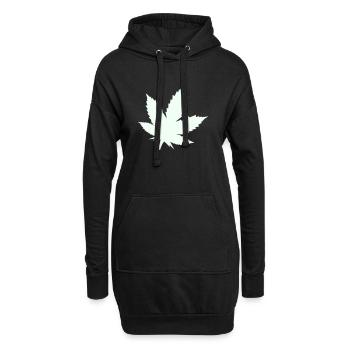 Feuille de Cannabis Silhouette Menthe - Sweat-shirt à capuche long Femme - noir - Devant