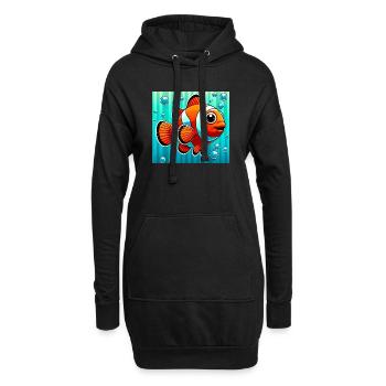 Poisson-clown - Sweat-shirt à capuche long Femme - noir - Devant