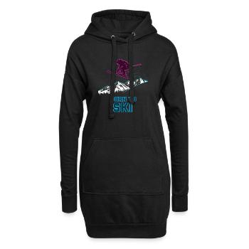 Ski Born To Ski Neon Freeride Spruch Berge - Hoodie-Kleid - Schwarz - Vorne