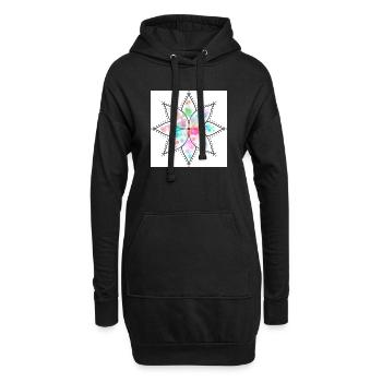 Mandala Pastell Blume Aquarell - Hoodie-Kleid - Schwarz - Vorne