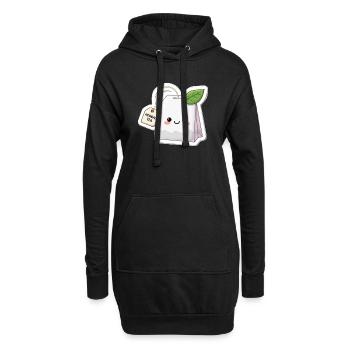Kawaii Kräutertee Beutel Illustration - Hoodie-Kleid - Schwarz - Vorne