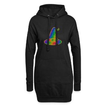 Halloween-Regenbogen Glitzer Hexenhut - Hoodie-Kleid - Schwarz - Vorne