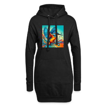 martin-pêcheur - Sweat-shirt à capuche long Femme - noir - Devant