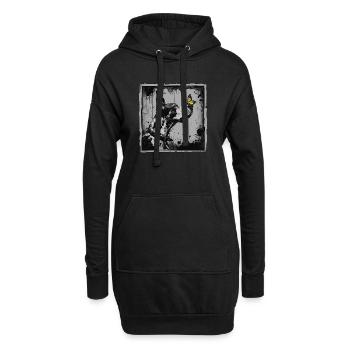 Drôle de dogue allemand et de papillon - Sweat-shirt à capuche long Femme - noir - Devant