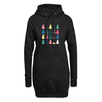 Katzenmusterin Pastellfarben – Pop-Art Design - Hoodie-Kleid - Schwarz - Vorne