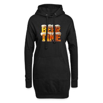 Beer Time - Lettres en verre à bière 3D avec mousse - Sweat-shirt à capuche long Femme - noir - Devant