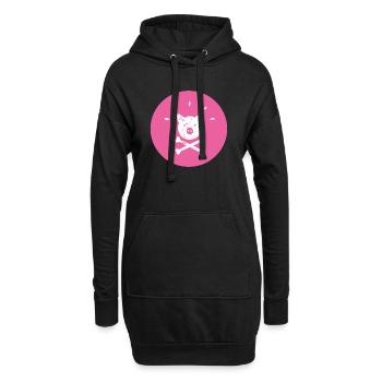 Jolly Roger Schweinchen Piraten Glücksschweinchen - Hoodie-Kleid - Schwarz - Vorne