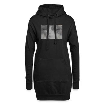 Katzenporträt im Glitch-Look - Hoodie-Kleid - Schwarz - Vorne