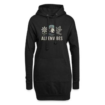 AlpenVibes Berglandschaft Skifahrer - Hoodie-Kleid - Schwarz - Vorne