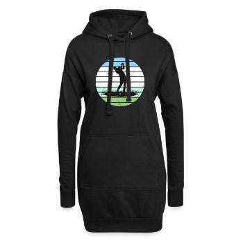 Golf Silhouette im Retro Streifenkreis - Hoodie-Kleid - Schwarz - Vorne