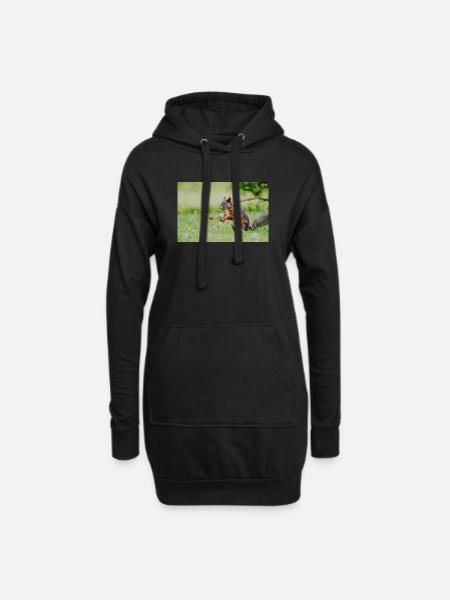 Squirrel Mosaic in the grass field - Hoodie Dress - black