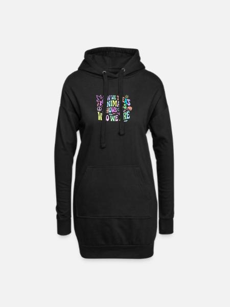 Wie wir Tiere behandeln zeigt wer wir sind - Hoodie-Kleid - Schwarz