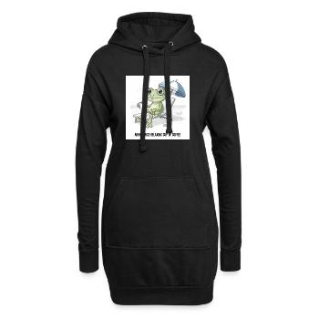 Frosch Strand Kaffee Chill - Hoodie-Kleid - Schwarz - Vorne