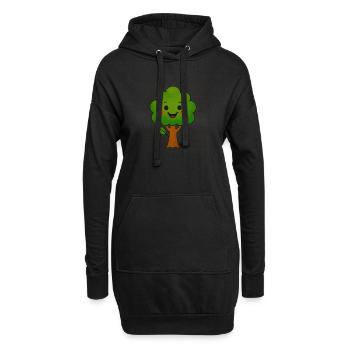 Niedlicher Cartoon Baum – Lustiges Naturmotiv für  - Hoodie-Kleid - Schwarz - Vorne