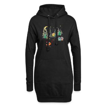 Magie hivernale de Noël - Sweat-shirt à capuche long Femme - noir - Devant