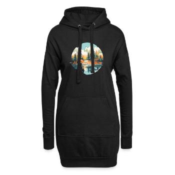 Pêche en pleine nature – Vintage Nature Landscape D - Sweat-shirt à capuche long Femme - noir - Devant