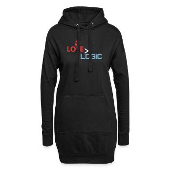 Love Greater Than Logic Design - Hoodie-Kleid - Schwarz - Vorne