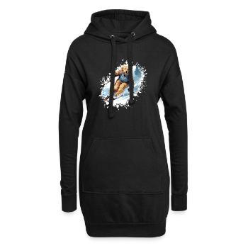 Golden Retriever Hund Ski Skifahren - Hoodie-Kleid - Schwarz - Vorne