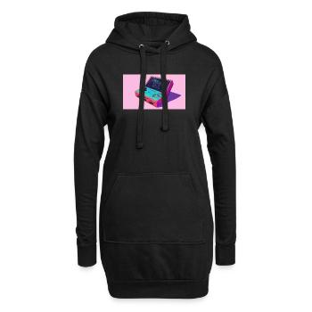 Frische Konsole - Hoodie-Kleid - Schwarz - Vorne