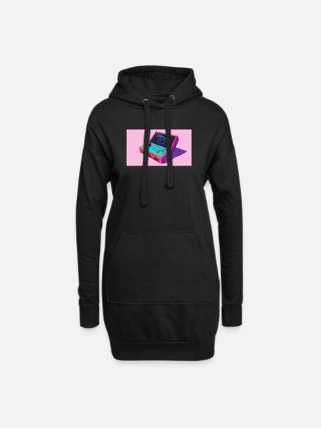 Frische Konsole - Hoodie-Kleid - Schwarz