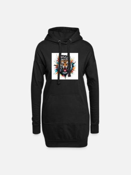 Tiger der ewigen Haltung - Hoodie-Kleid - Schwarz
