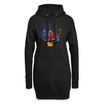 Maisons d’hiver avec de la neige - Sweat-shirt à capuche long Femme - noir - Devant