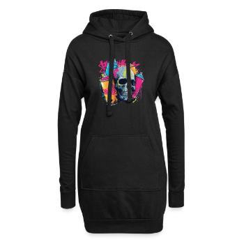 Crâne et graffiti | Design de street art coloré - Sweat-shirt à capuche long Femme - noir - Devant